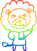 arcobaleno pendenza linea disegno di un' cartone animato Leone nel inverno Abiti png