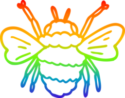 rainbow gradient line drawing of a cartoon bee png