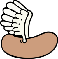 hand drawn doodle style cartoon flying sausage png