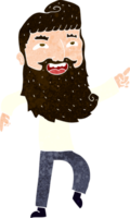 cartone animato uomo con barba ridendo e puntamento png
