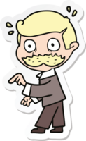 sticker of a cartoon man with mustache making a point png