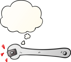 cartoon spanner turning nut with thought bubble in smooth gradient style png