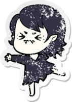 distressed sticker of a annoyed cartoon vampire girl png