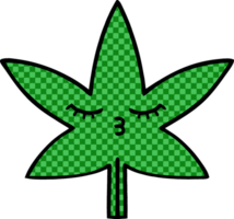 grappig boek stijl tekenfilm van een marihuana blad png