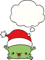 mignonne dessin animé Noël grenouille avec pensée bulle png