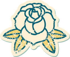 imagem icônica do estilo de tatuagem de adesivo angustiado de uma flor png