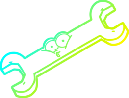 cold gradient line drawing of a cartoon spanner png