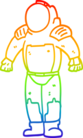 rainbow gradient line drawing of a cartoon space man png