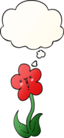 cartoon flower with thought bubble in smooth gradient style png