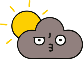 cute cartoon of a storm cloud and sun png