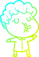 cold gradient line drawing of a cartoon man pulling face png