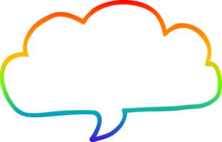 rainbow gradient line drawing of a cartoon cloud speech bubble png