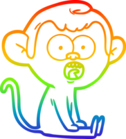 rainbow gradient line drawing of a cartoon shocked monkey png