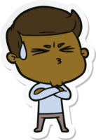 sticker of a cartoon man sweating png