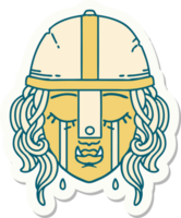 sticker of a crying orc fighter character face png