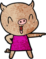 happy cartoon pig in dress png