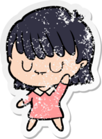 distressed sticker of a cartoon woman png