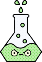 comic book style cartoon of a science beaker png