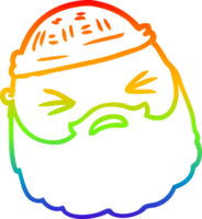 rainbow gradient line drawing of a cartoon male face with beard png