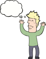 cartoon stresssed man with thought bubble png