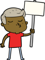 cartoon model guy pouting with sign png