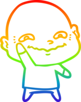 rainbow gradient line drawing of a cartoon creepy guy png