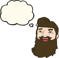 cartoon man with beard laughing with thought bubble png