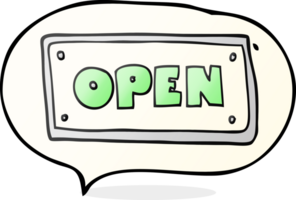 hand drawn speech bubble cartoon open sign png