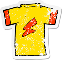 retro distressed sticker of a cartoon t shirt with lightning bolt png