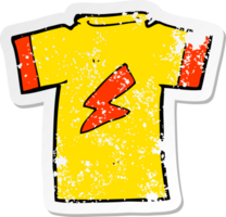 pegatina retro angustiada de una camiseta de dibujos animados con un rayo png