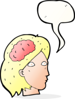 cartoon female head with brain symbol with speech bubble png