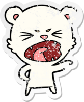 distressed sticker of a angry cartoon polar bear png