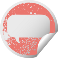 distressed circular peeling sticker symbol of a speech bubble png