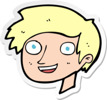 sticker of a cartoon happy boy face png