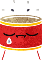 retro illustration style cartoon of a sad drum png