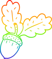 rainbow gradient line drawing of a cartoon acorn png