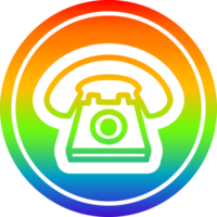 velho Telefone circular ícone com arco Iris gradiente terminar png