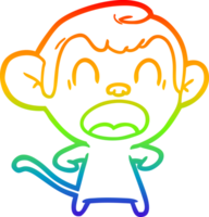 rainbow gradient line drawing of a shouting cartoon monkey png