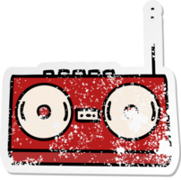 distressed sticker of a cute cartoon stereo png