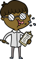 cartoon boy wearing spectacles with clip board png