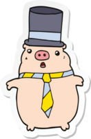 sticker of a cartoon business pig png