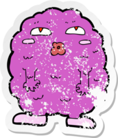 retro noodlijdende sticker van een grappig tekenfilmmonster png