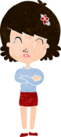 mulher feliz dos desenhos animados com braços cruzados png