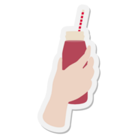 Hand hält Smoothie-Flaschenaufkleber png