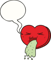 cartoon love sick heart with speech bubble png