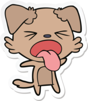 sticker of a cartoon disgusted dog png