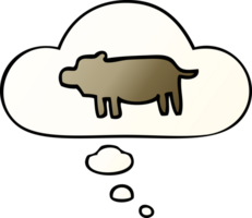 cartoon animal symbol with thought bubble in smooth gradient style png