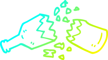 cold gradient line drawing of a cartoon  smashed glass bottle png