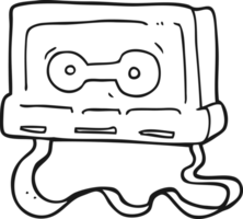 hand drawn black and white cartoon cassette tape png