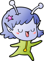 glücklicher Alien-Mädchen-Cartoon png